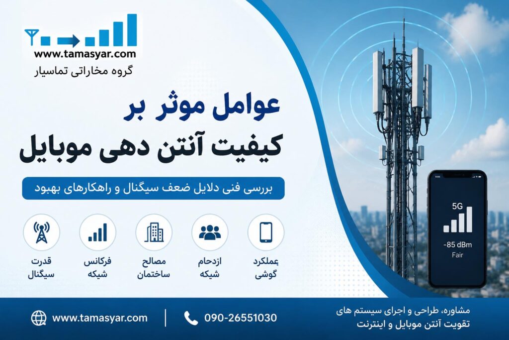 بنر آموزشی عوامل موثر بر کیفیت آنتن دهی موبایل و تقویت سیگنال